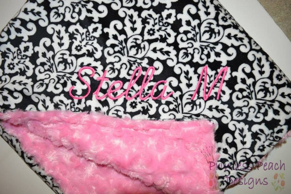 Personalized minky blanket with name, you choose the colors.