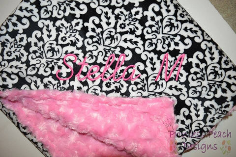 Personalized minky blanket with name, you choose the colors.